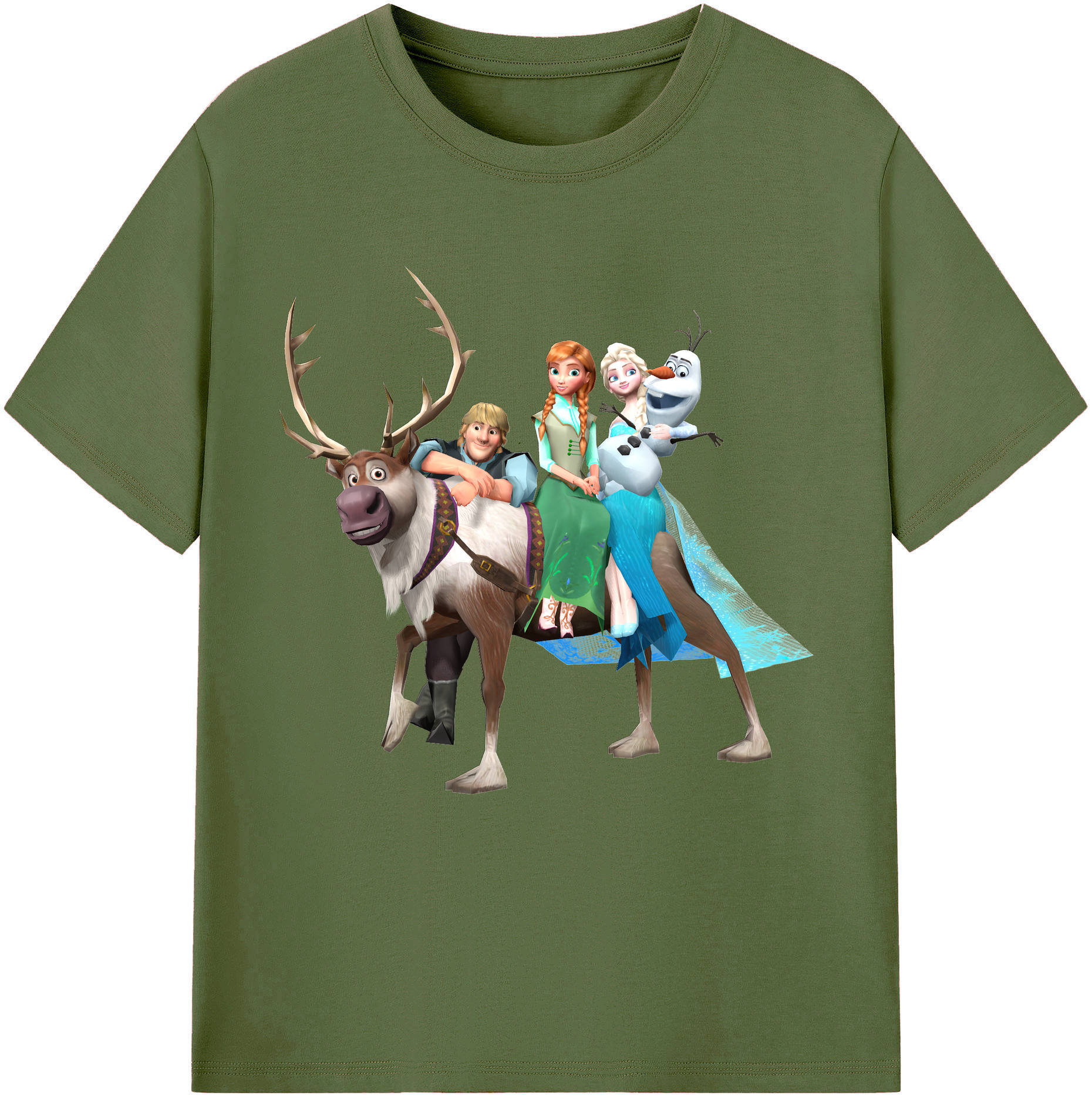 （画像用） アナと雪の女王 アンナ エルサ Frozen Anna Elsa 綿100％半袖Tシャツ（フロントプリント）